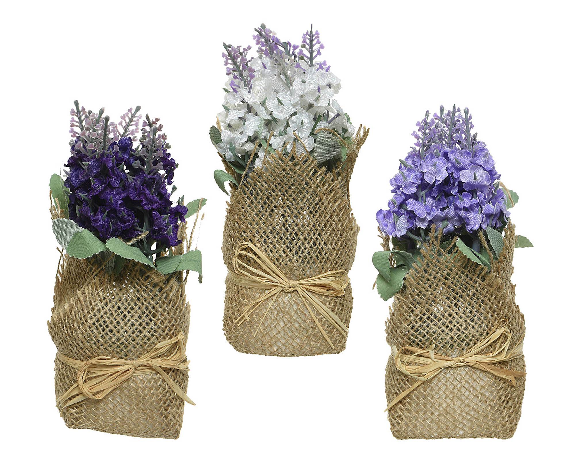 Lavanda Artificiale con Sacco in Plastica e Juta - Kaemingk