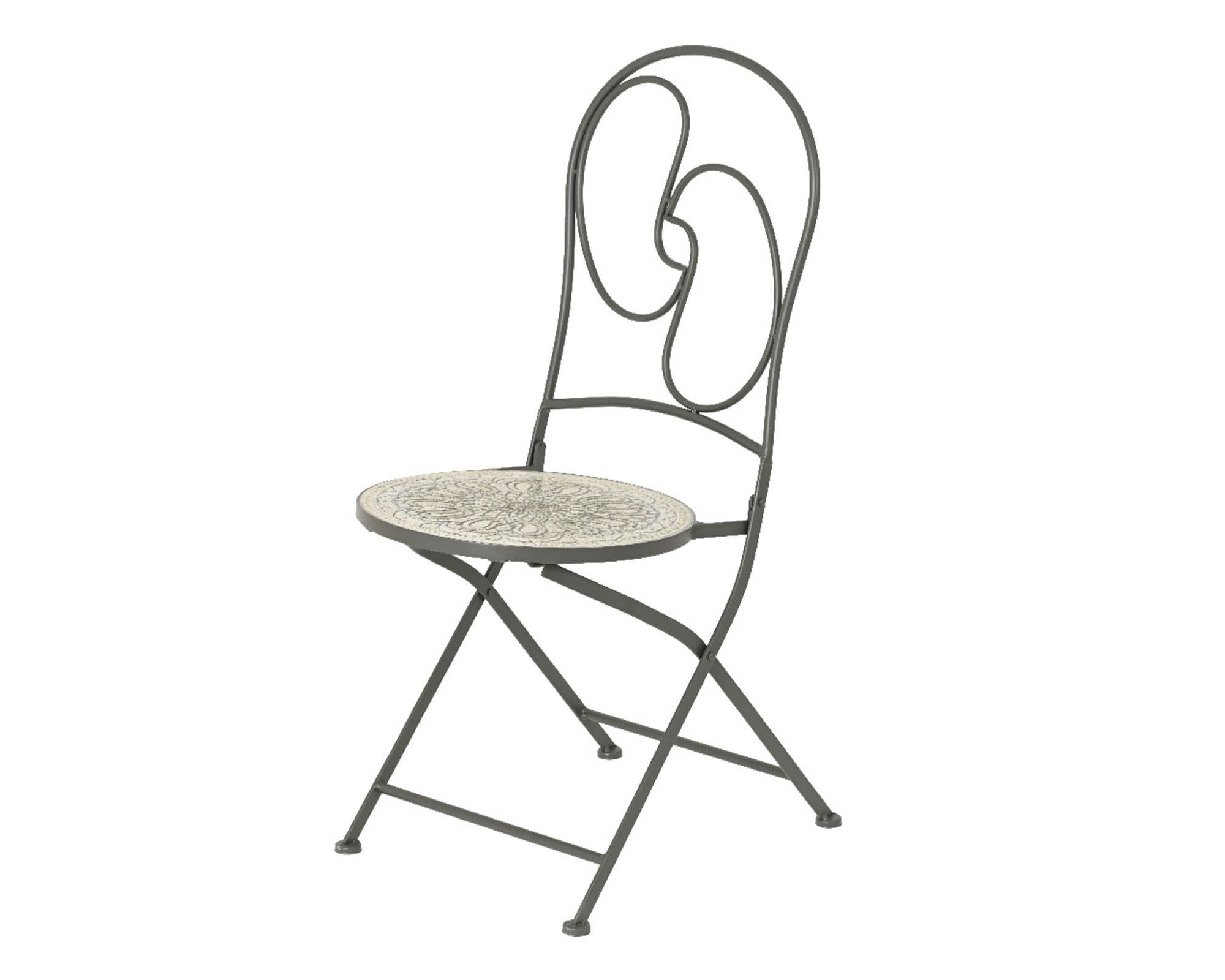 Sedia Bistrot con Mosaico Grigio Scuro in Ferro - Kaemingk