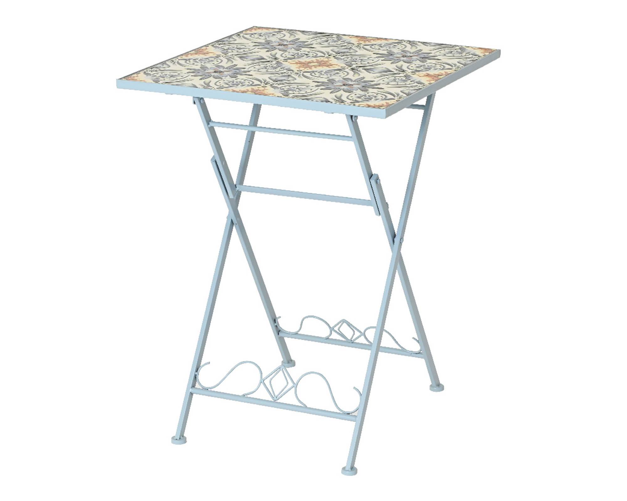 Tavolino Bistrot Florida Azzurro 76x58cm in Ferro - Kaemingk