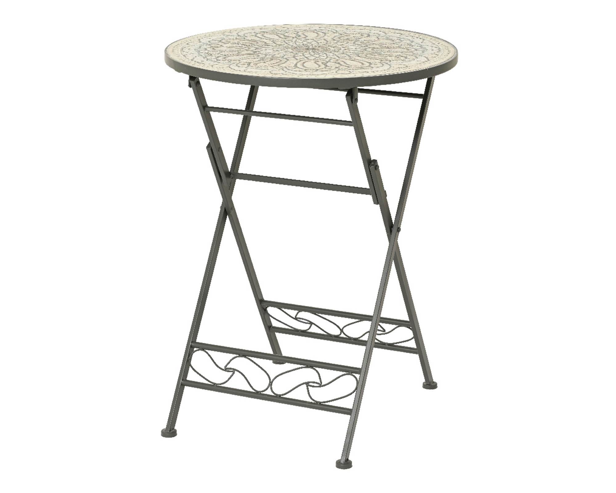 Tavolino Bistrot con Mosaico Grigio Scuro 76x58cm in Ferro - Kaemingk