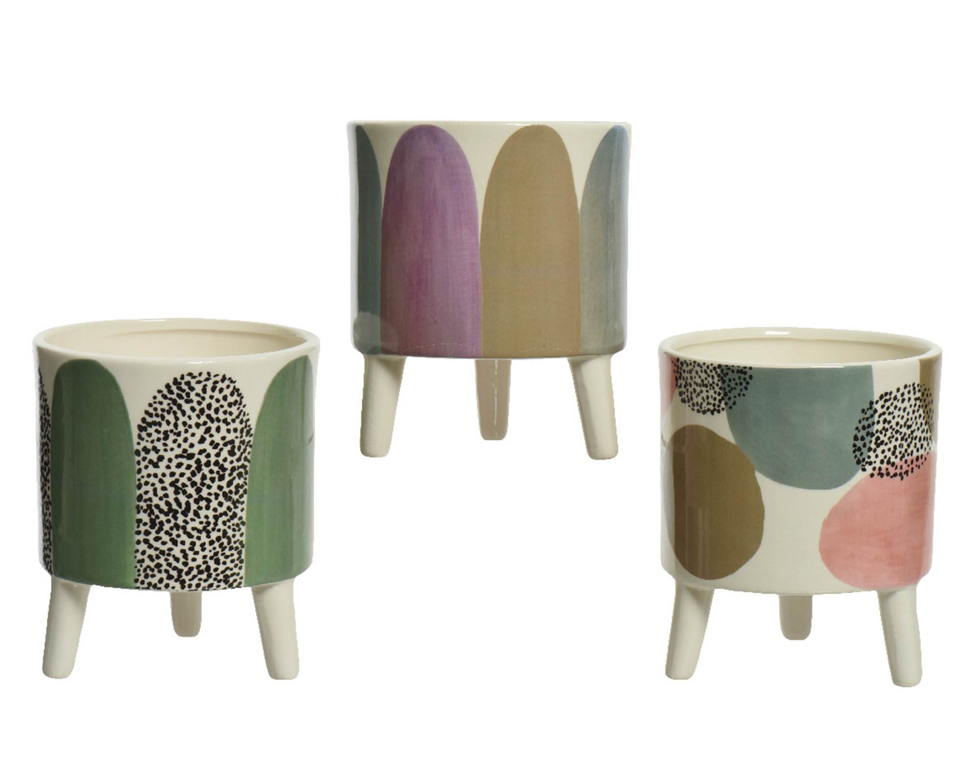 Cachepot con Piedini Assortito 13x13x15cm in Dolomite - Kaemingk