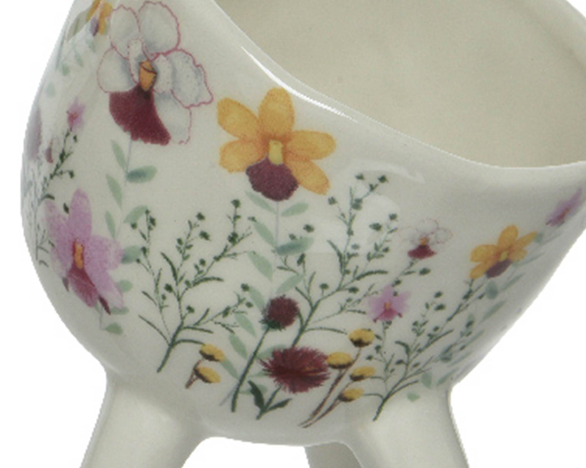 Cachepot con Piedini Deco Floreale Assortito 10x11x14cm in Ceramica - Kaemingk - immagine 2