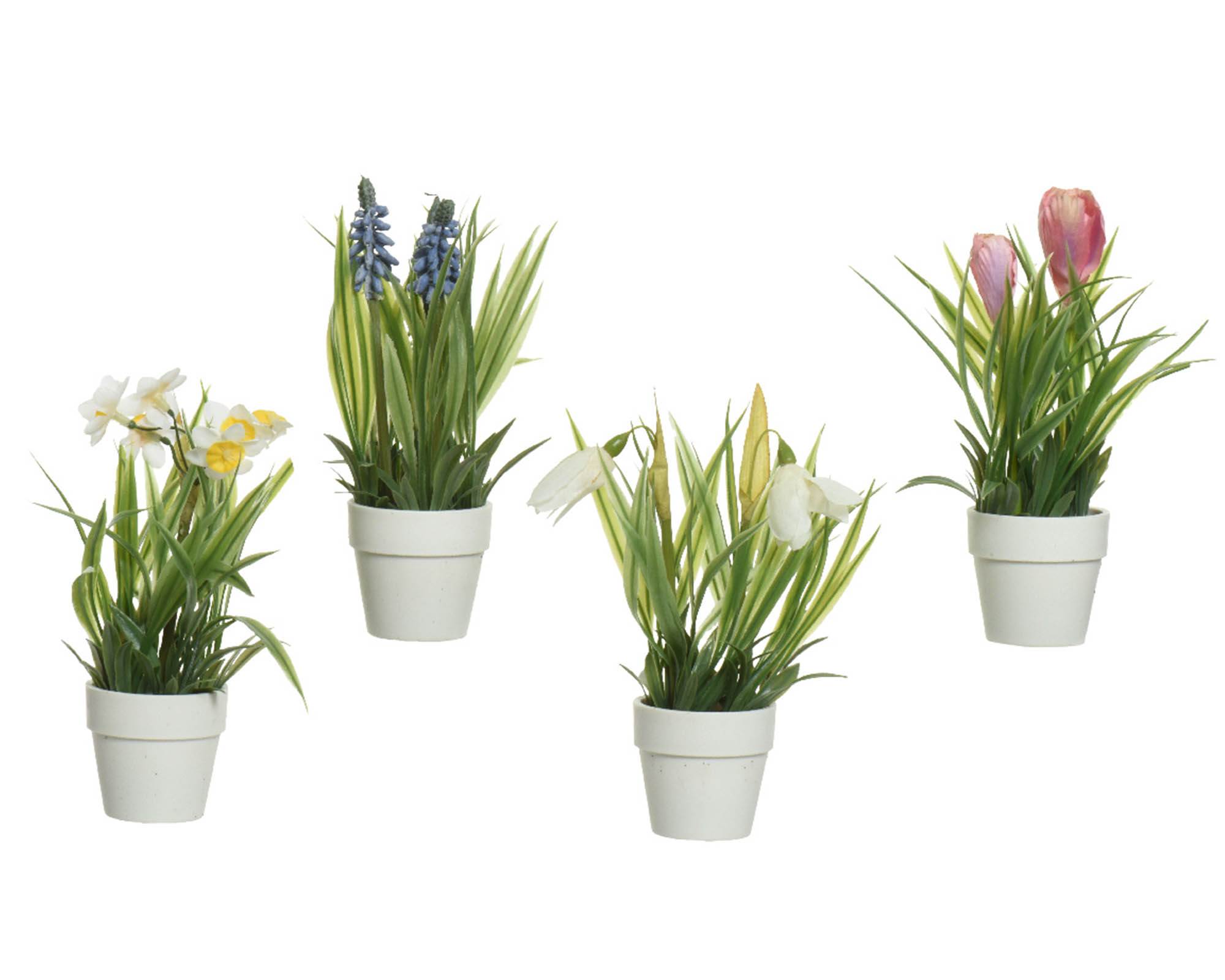 Pianta Fiorita con Vaso Assortito 8x8x20cm in Poliestere - Kaemingk