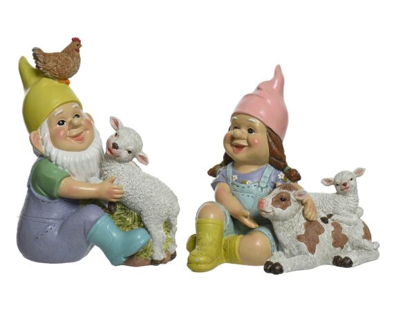 Statua Gnomo con Animali in Assortito 17x10x24cm in Resina – Kaemingk