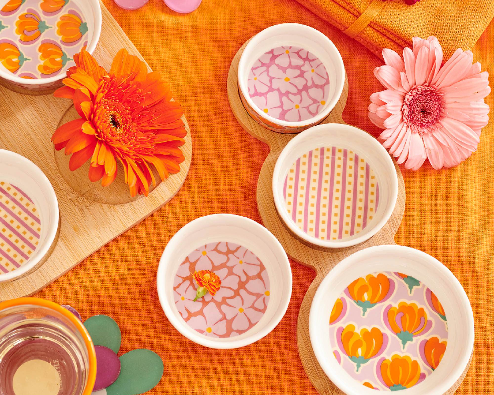 Set 5 Pz Ciotole per Aperitivo 20x20x5cm in Bamboo e Porcellana - Kaemingk - immagine 3