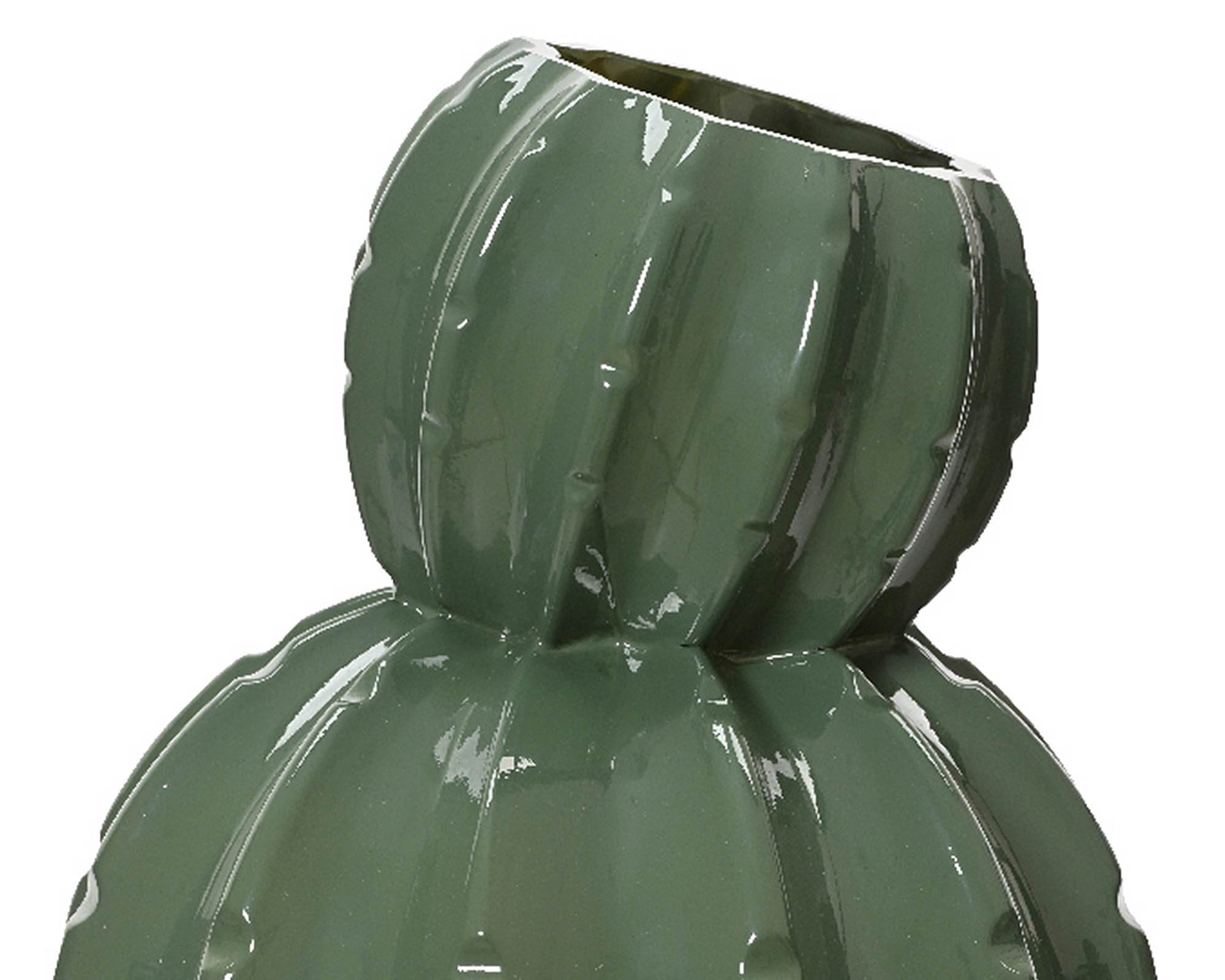 Vaso Cactus Verde D25x18cm in Vetro - Kaemingk - immagine 2