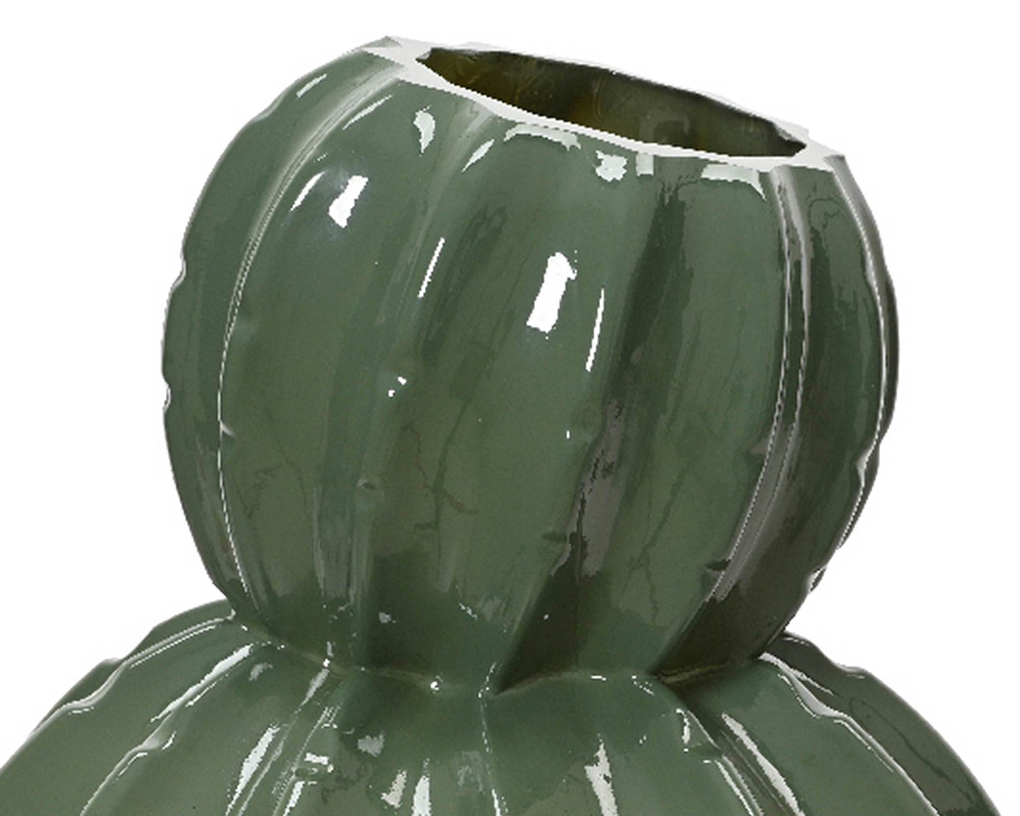 Vaso Cactus Verde D21x15cm in Vetro - Kaemingk - immagine 2