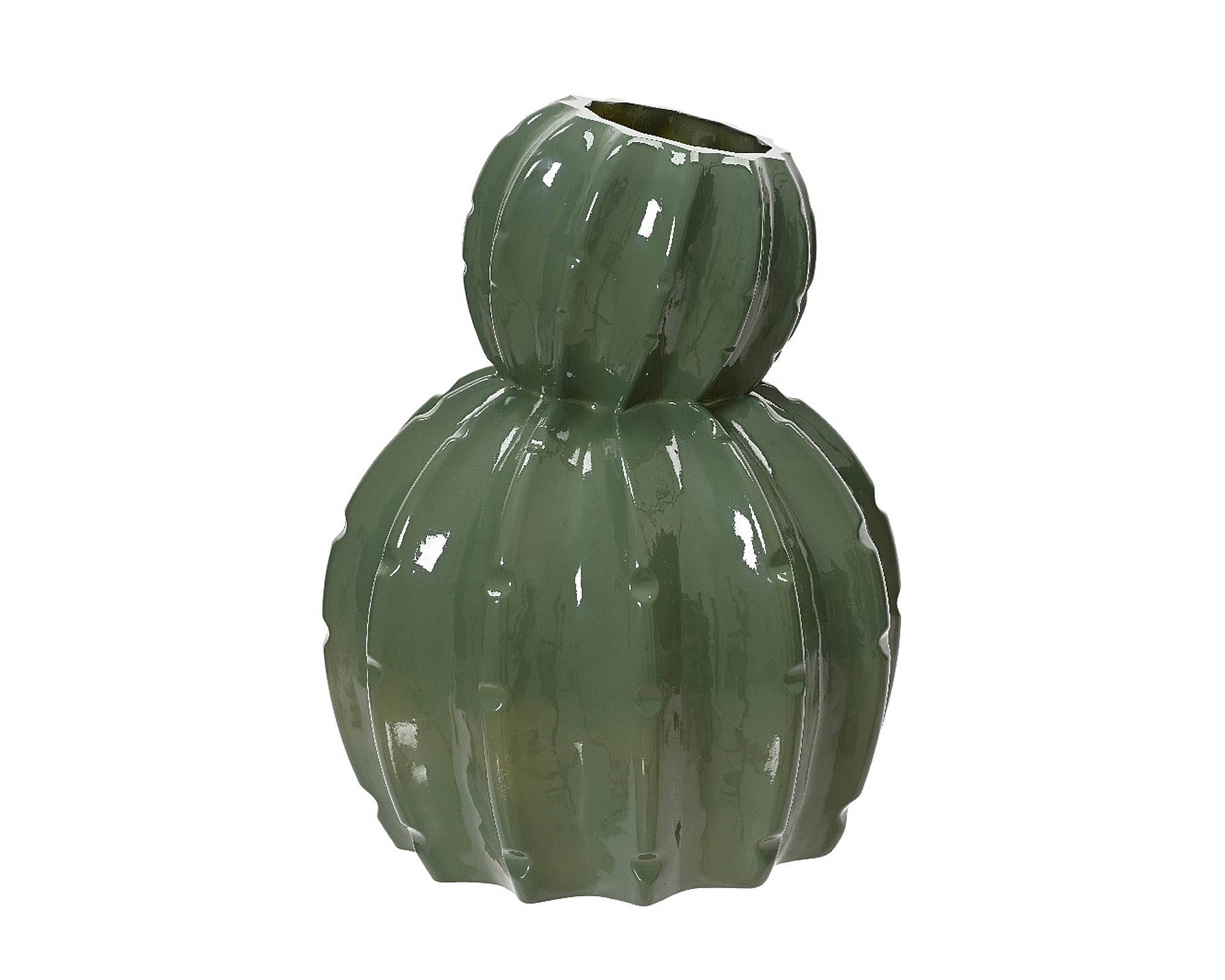 Vaso Cactus Verde D21x15cm in Vetro - Kaemingk