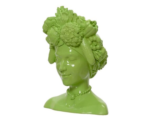 Vaso Testa Donna Stilizzata Verde 26x17x35cm in Resina – Kaemingk