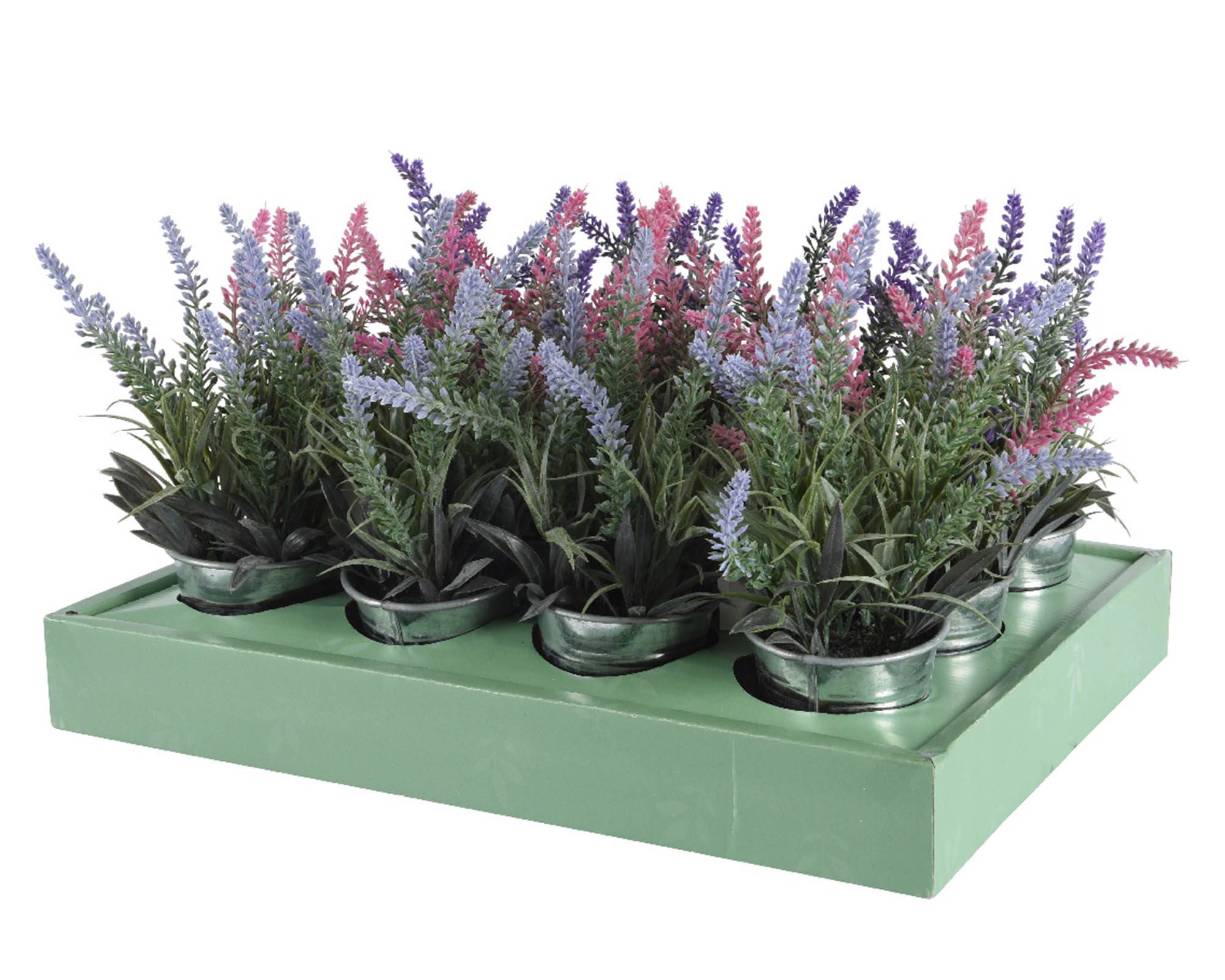 Lavanda Artificiale con Vaso Assortito D15x23cm in PE - Kaemingk - immagine 3