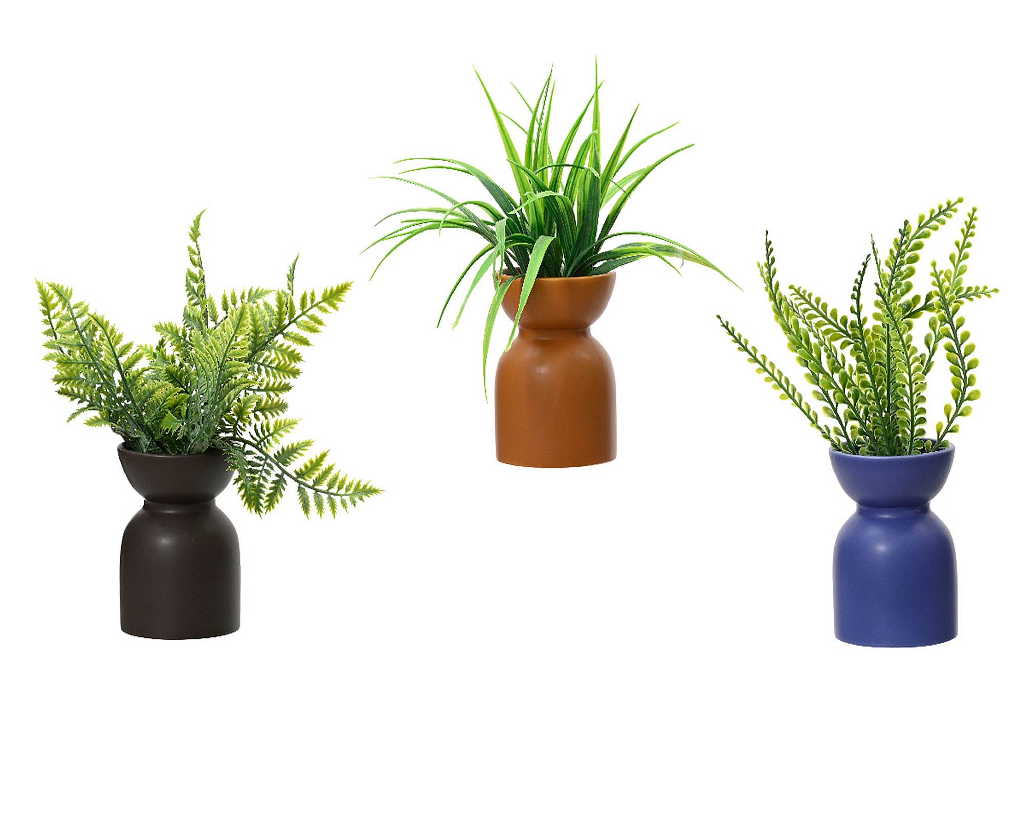 Pianta Artificiale con Vaso 8x23cm in Ceramica e Plastica - Kaemingk