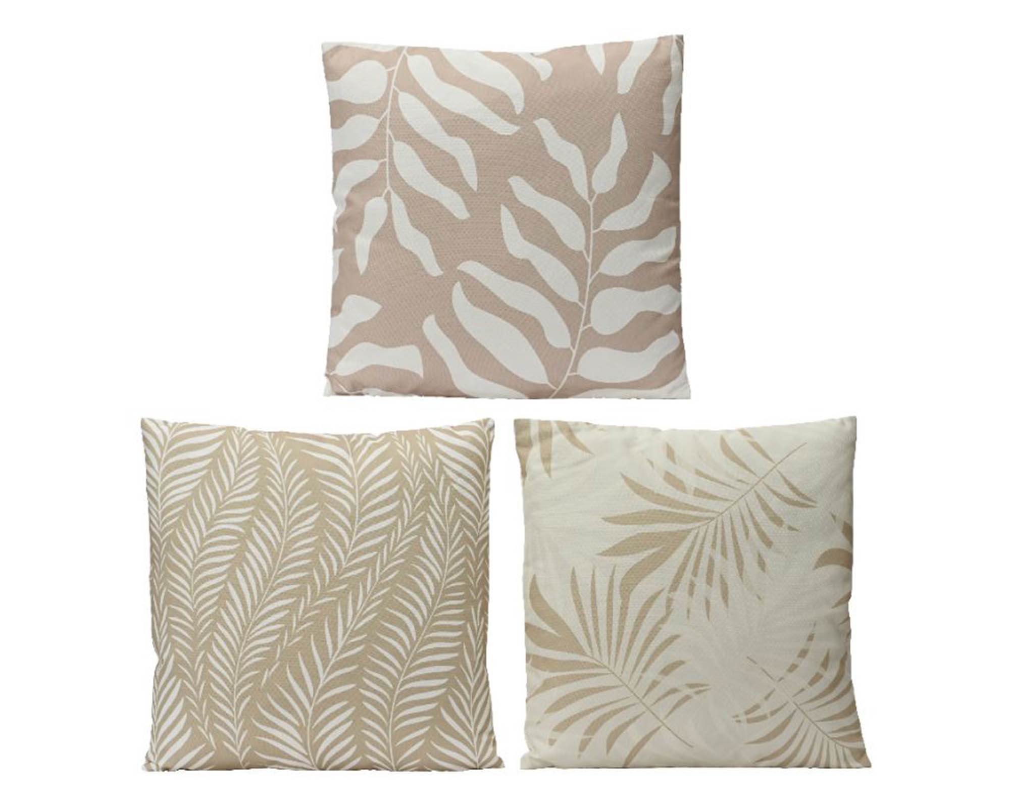 Cuscino da Esterno Deco Foglie Marrone Chiaro Assortito 45x45cm in Tessuto - Kaemingk