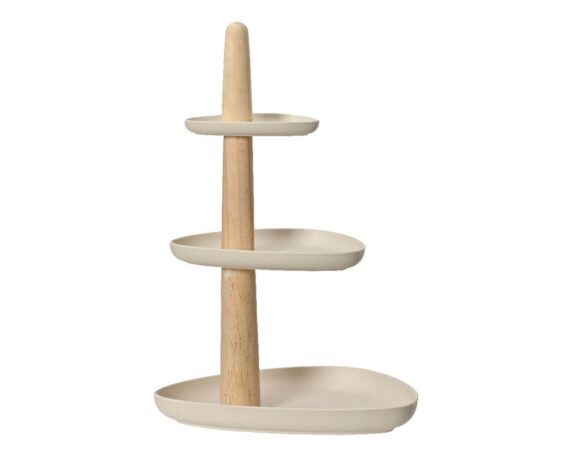 Alzata con 3 Piani Bianco 45x35x30cm in Bamboo – Kaemingk