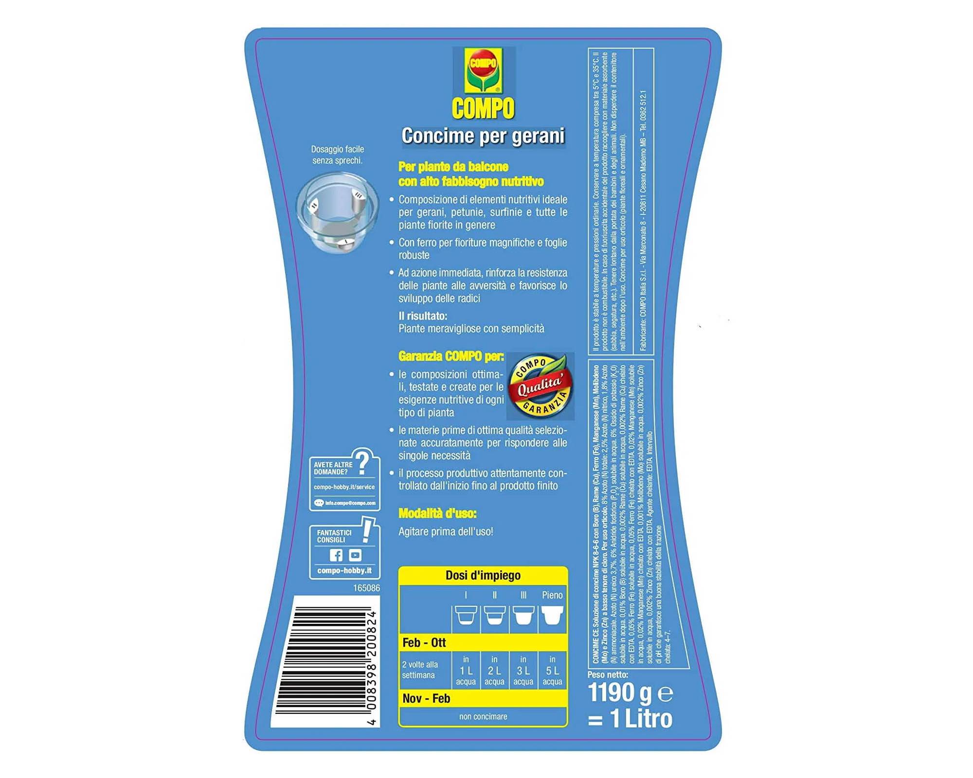 Concime Liquido Gerani da 1,3L - Compo - immagine 3