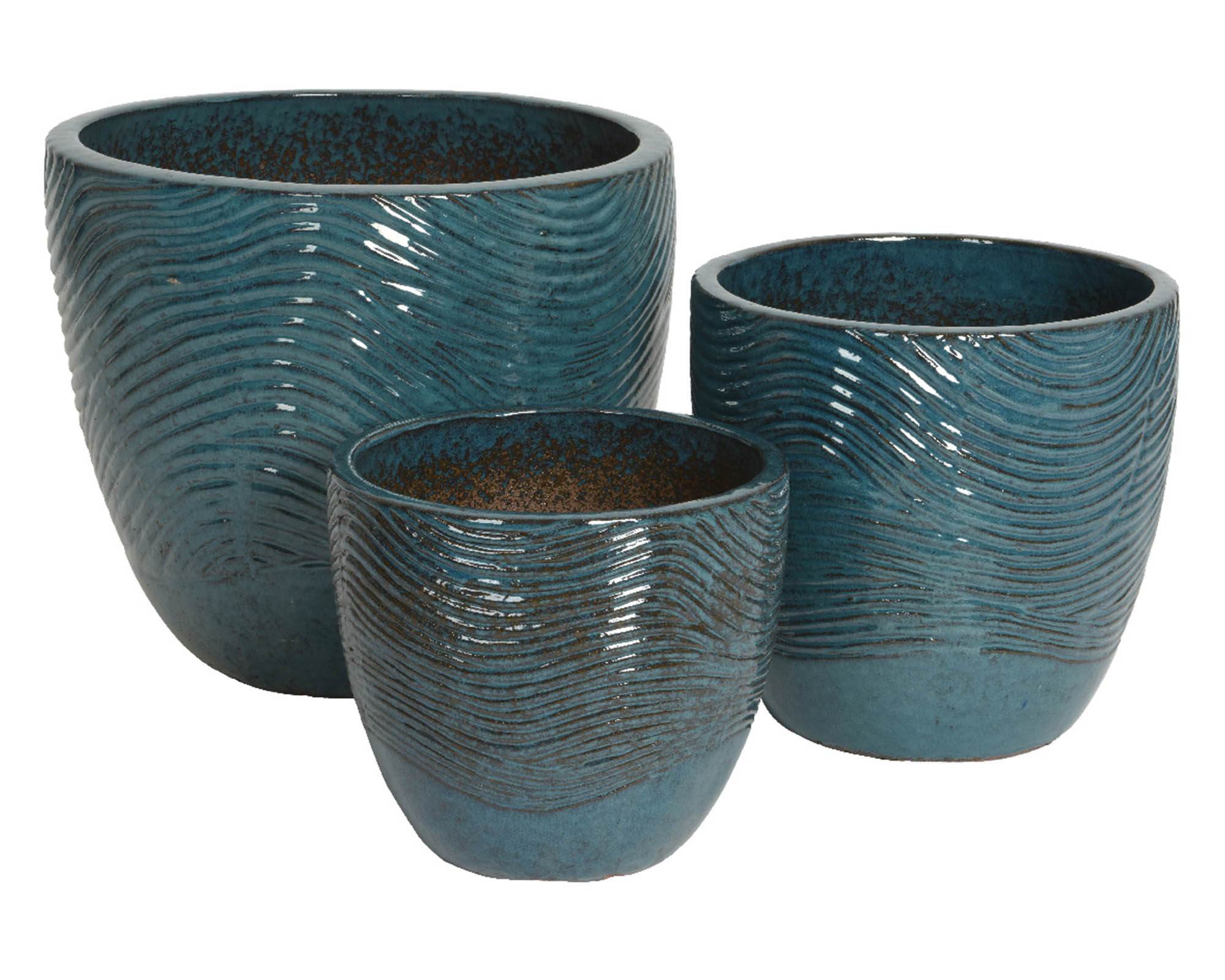 Cachepot Conico Maxime Blu D47x41cm in Terracotta - Kaemingk - immagine 3