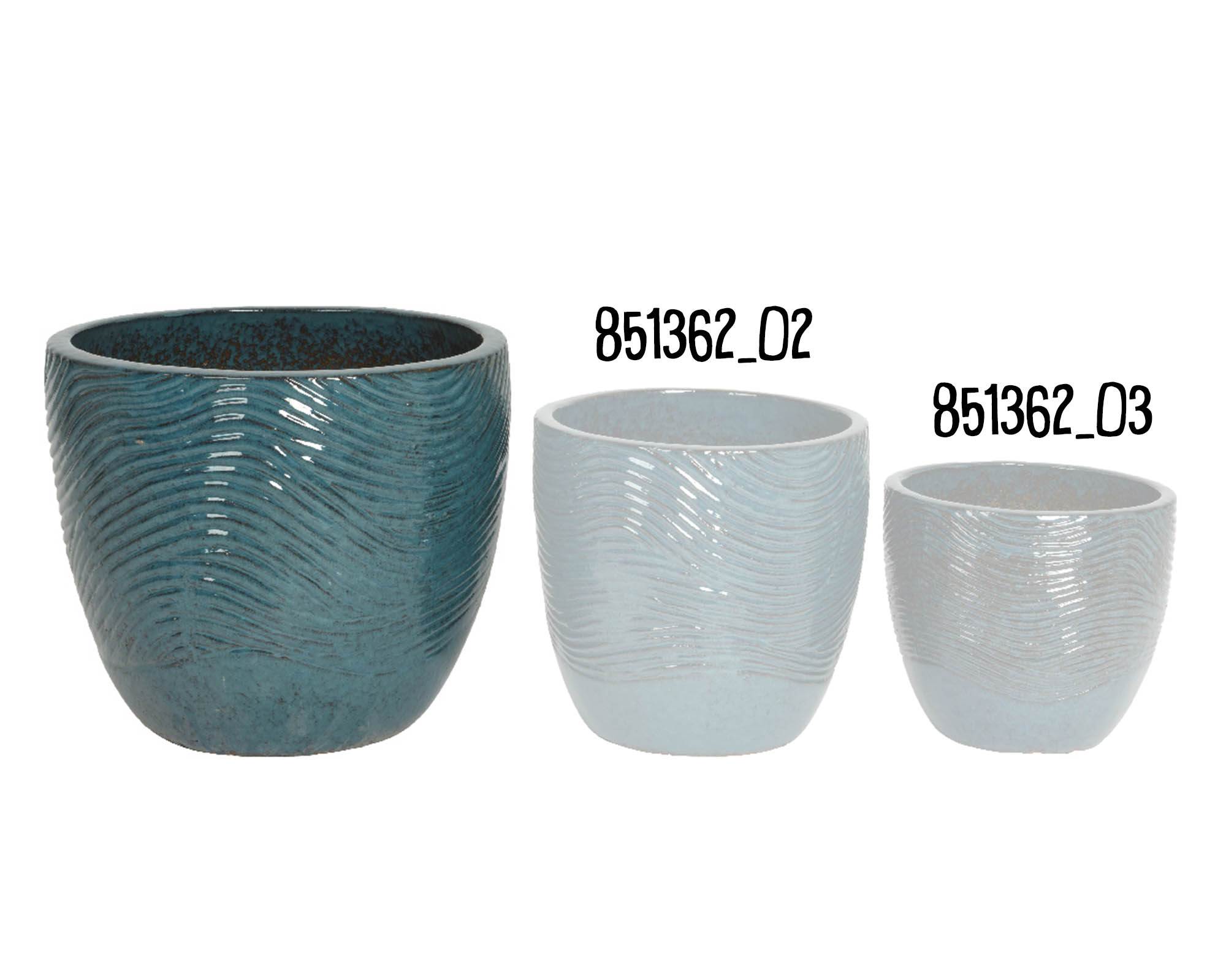 Cachepot Conico Maxime Blu D47x41cm in Terracotta - Kaemingk - immagine 2