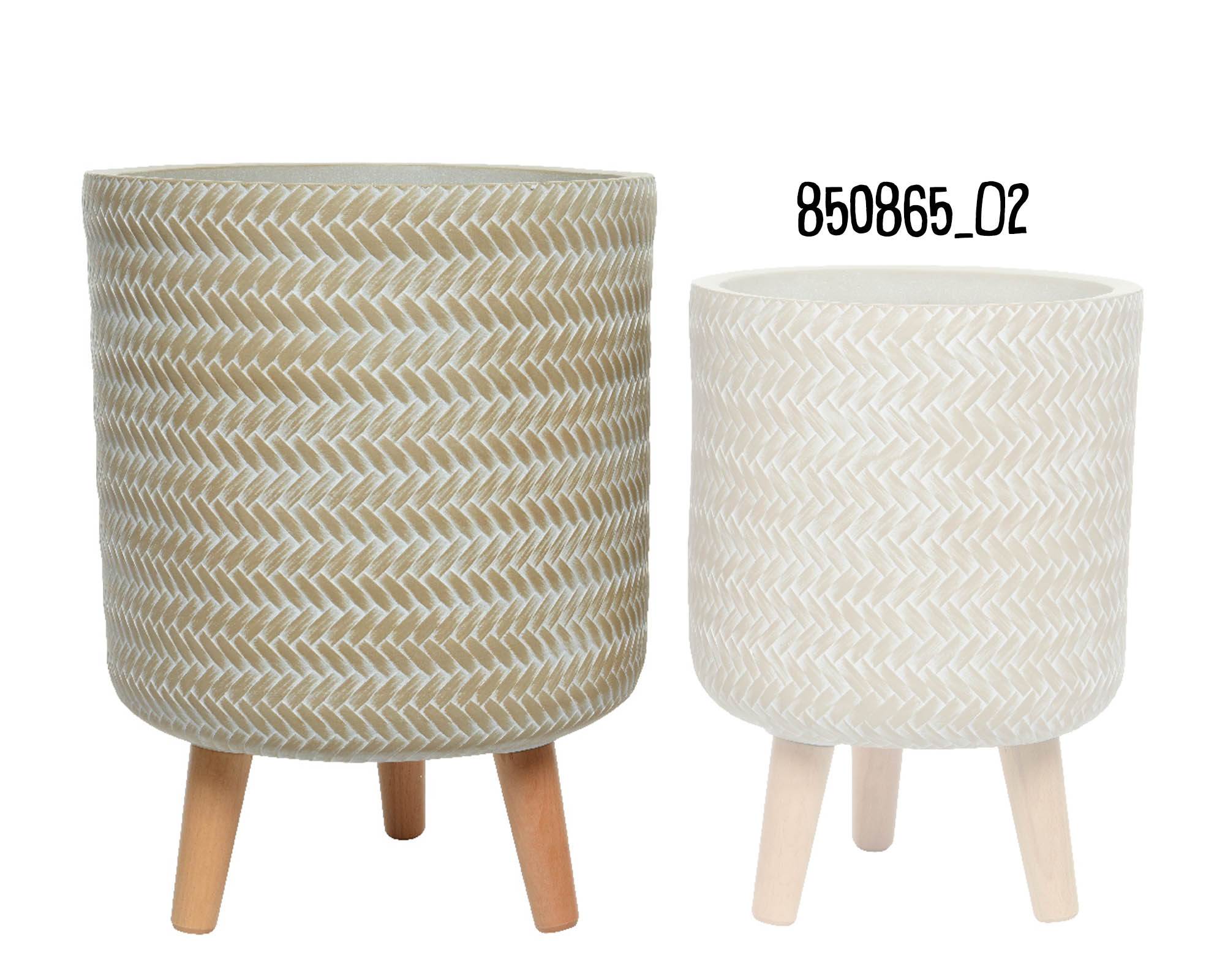 Cachepot con Piedini Alex Sabbia D30x41cm in Fibra di Argilla - Kaemingk - immagine 2