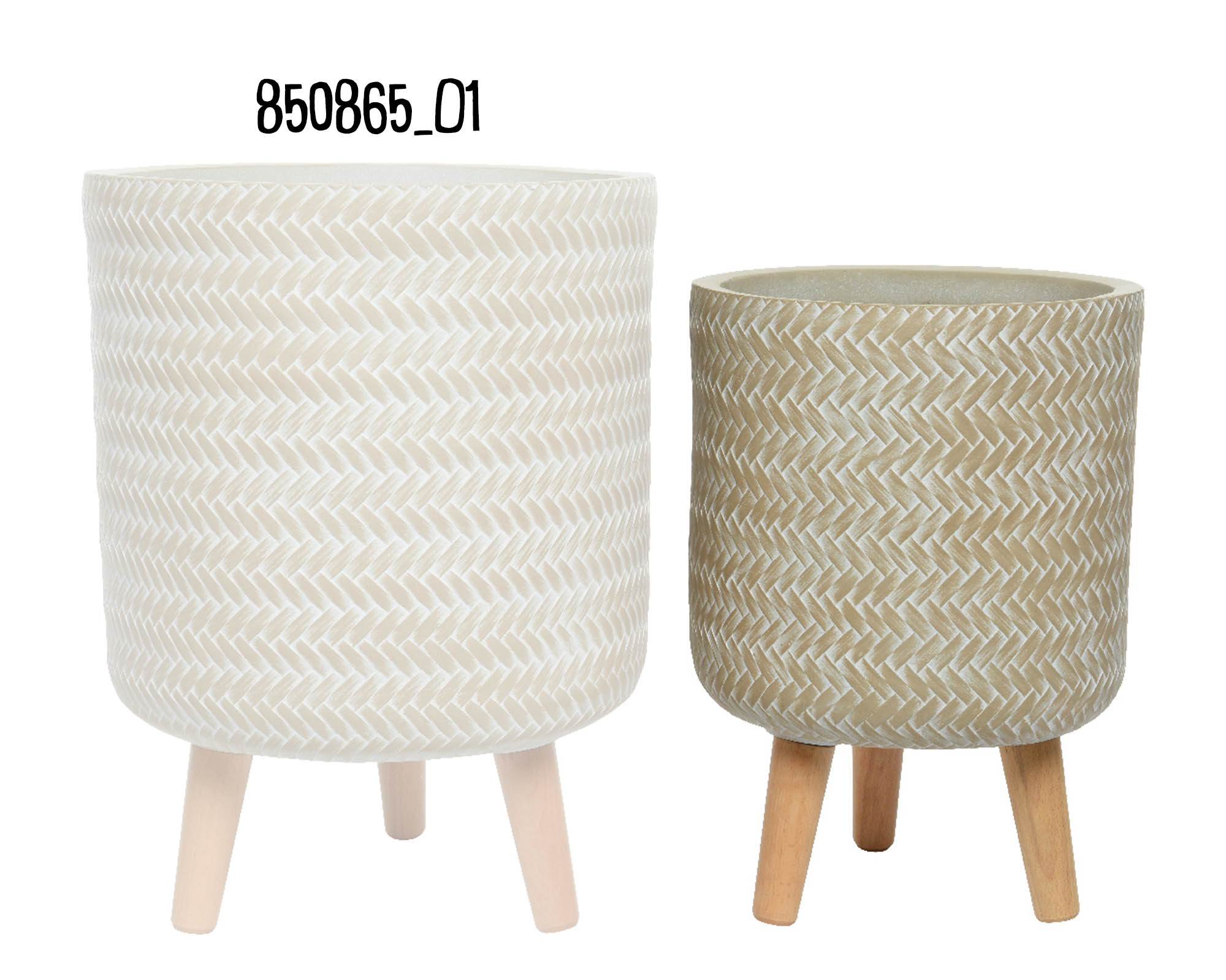 Cachepot con Piedini Alex Sabbia D24x35cm in Fibra di Argilla - Kaemingk - immagine 2