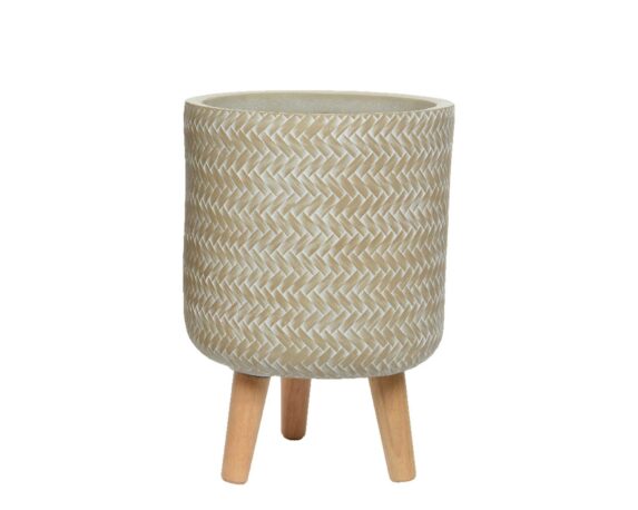Cachepot con Piedini Alex Sabbia D24x35cm in Fibra di Argilla – Kaemingk