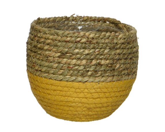 Cesta Porta Piante Bicolore Naturale Giallo D24x24cm in Fibra Naturale – Kaemingk