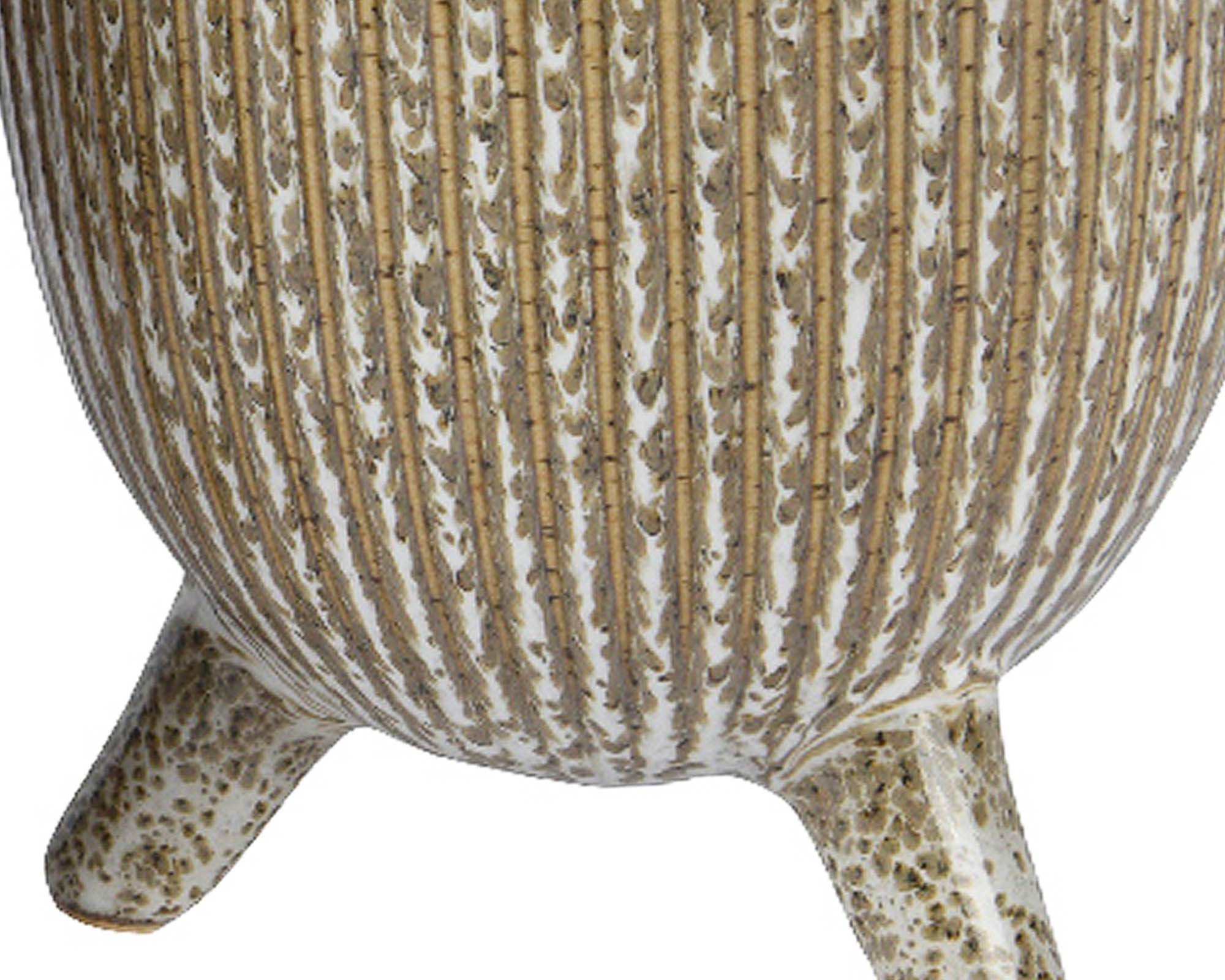 Cachepot con Piedini Rigato Verde D11x12,5cm in Ceramica - Kaemingk - immagine 3