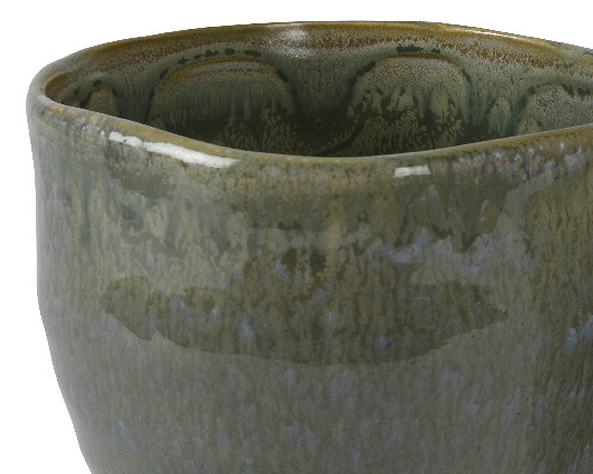 Cachepot Smaltato Verde Scuro D13,5x13,5cm in Ceramica - Kaemingk - immagine 3