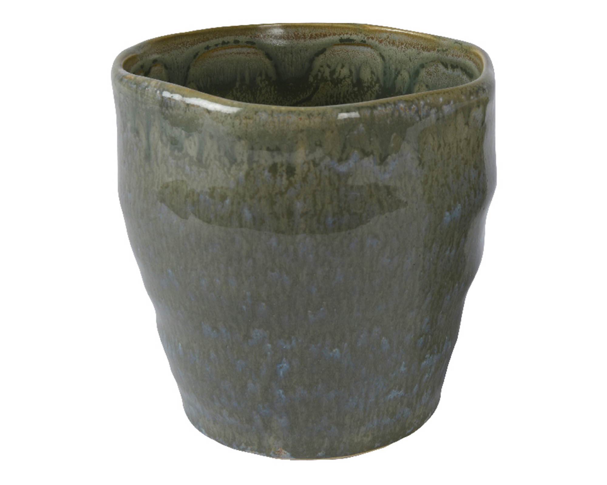 Cachepot Smaltato Verde Scuro D13,5x13,5cm in Ceramica - Kaemingk