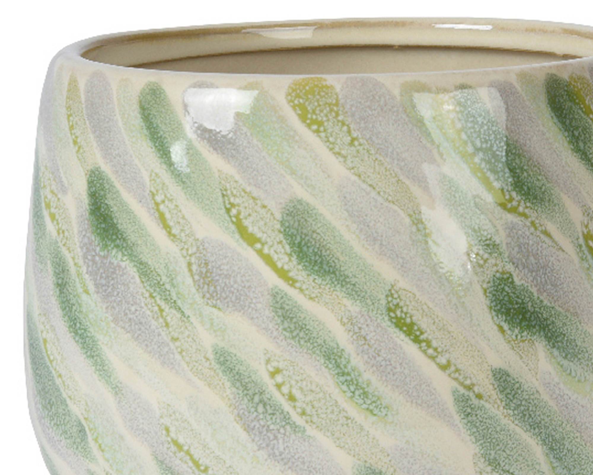 Cachepot Tratto Pennello Verde D16x15cm in Ceramica - Kaemingk - immagine 3