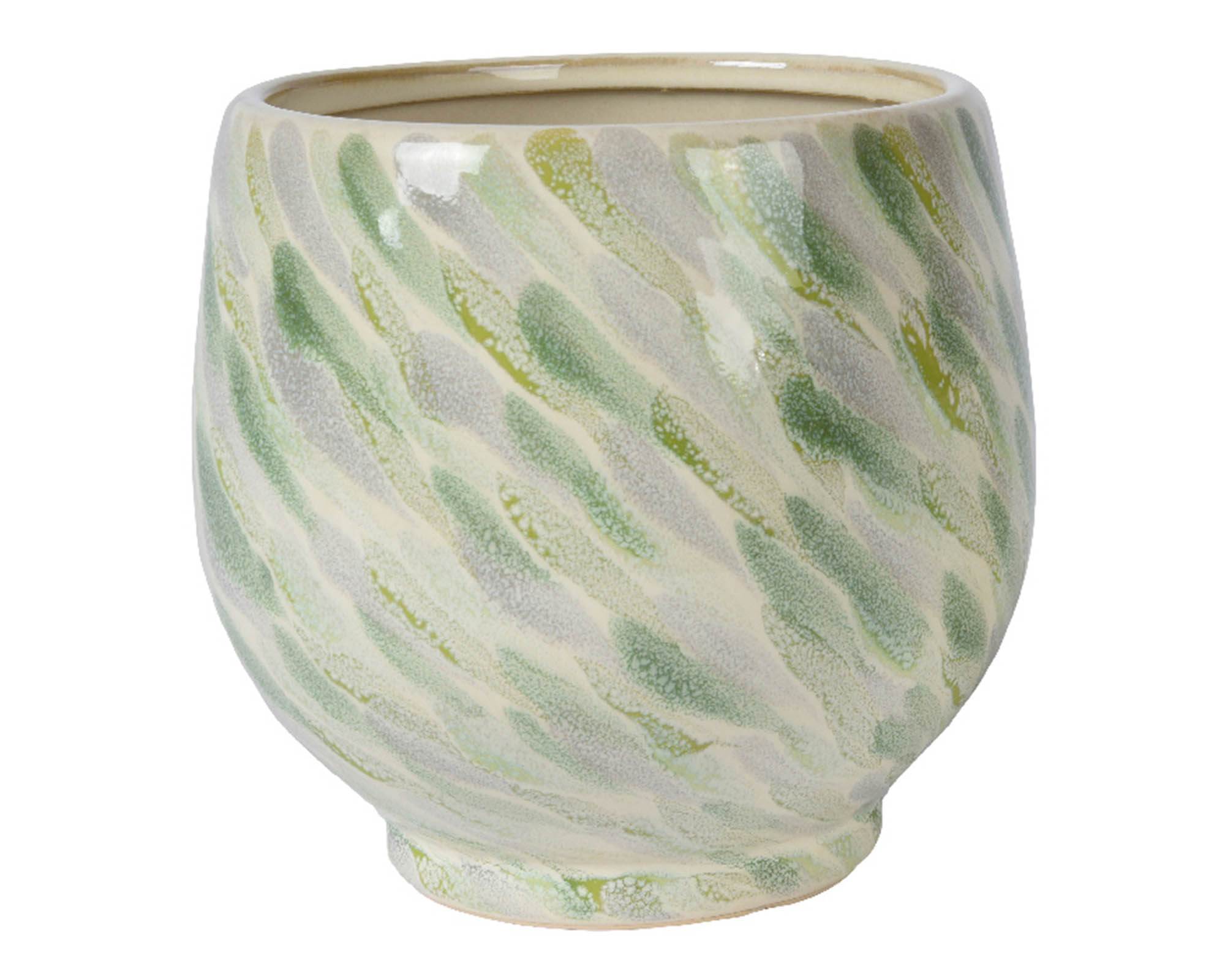 Cachepot Tratto Pennello Verde D16x15cm in Ceramica - Kaemingk