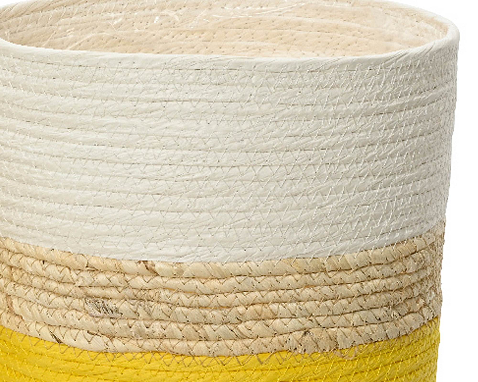 Cesta Porta Piante Bianco e Giallo D25x25cm in Corda - Kaemingk - immagine 2