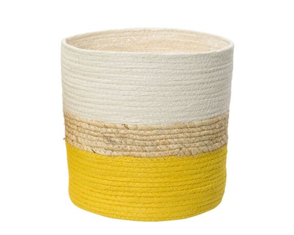 Cesta Porta Piante Bianco e Giallo D25x25cm in Corda – Kaemingk