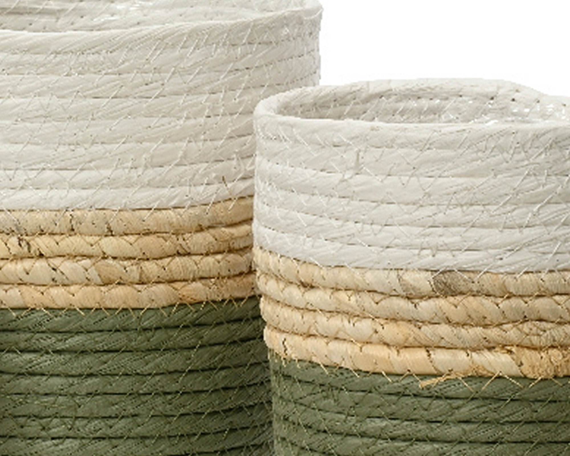 Cesta Porta Piante Bianco e Verde D12x12cm in Corda - Kaemingk - immagine 4