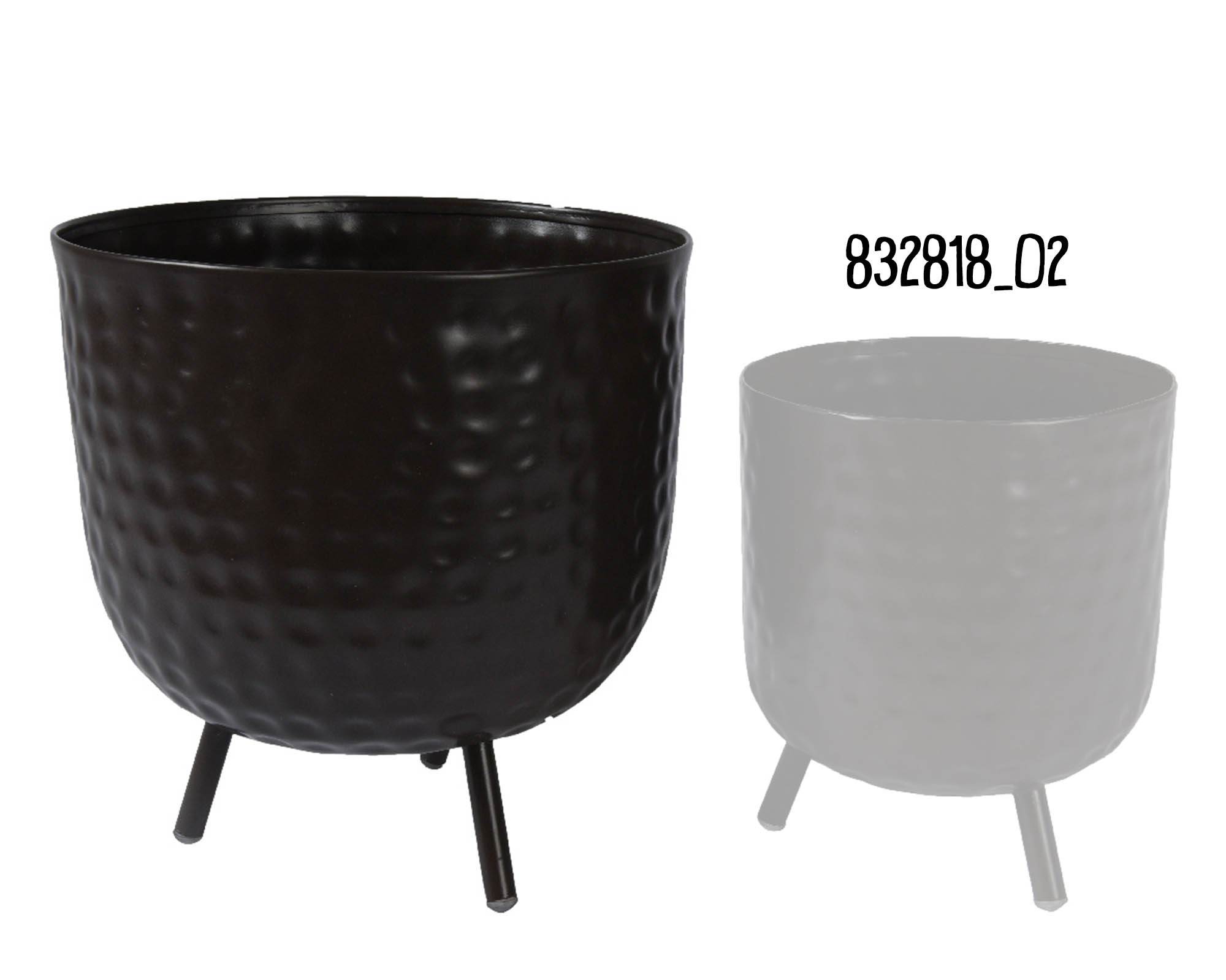 Cachepot con Piedini Martellato Nero D25x27cm in Ferro - Kaemingk - immagine 2