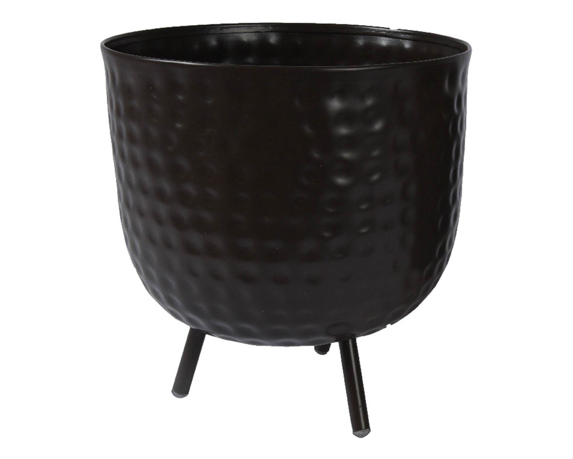 Cachepot con Piedini Martellato Nero D25x27cm in Ferro - Kaemingk