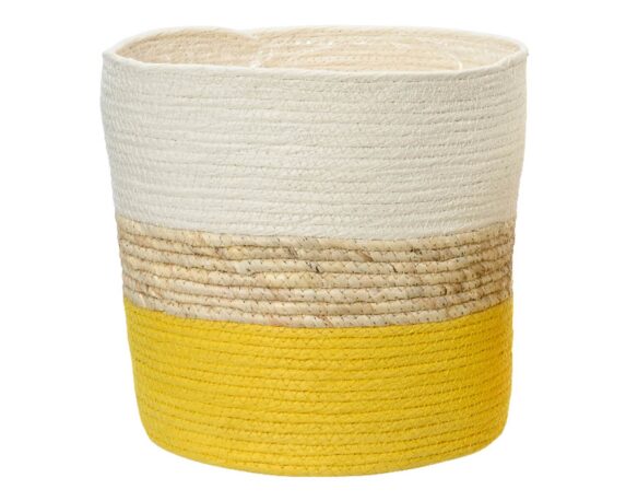 Cesta Porta Piante Bianco e Giallo D28x28cm in Corda – Kaemingk