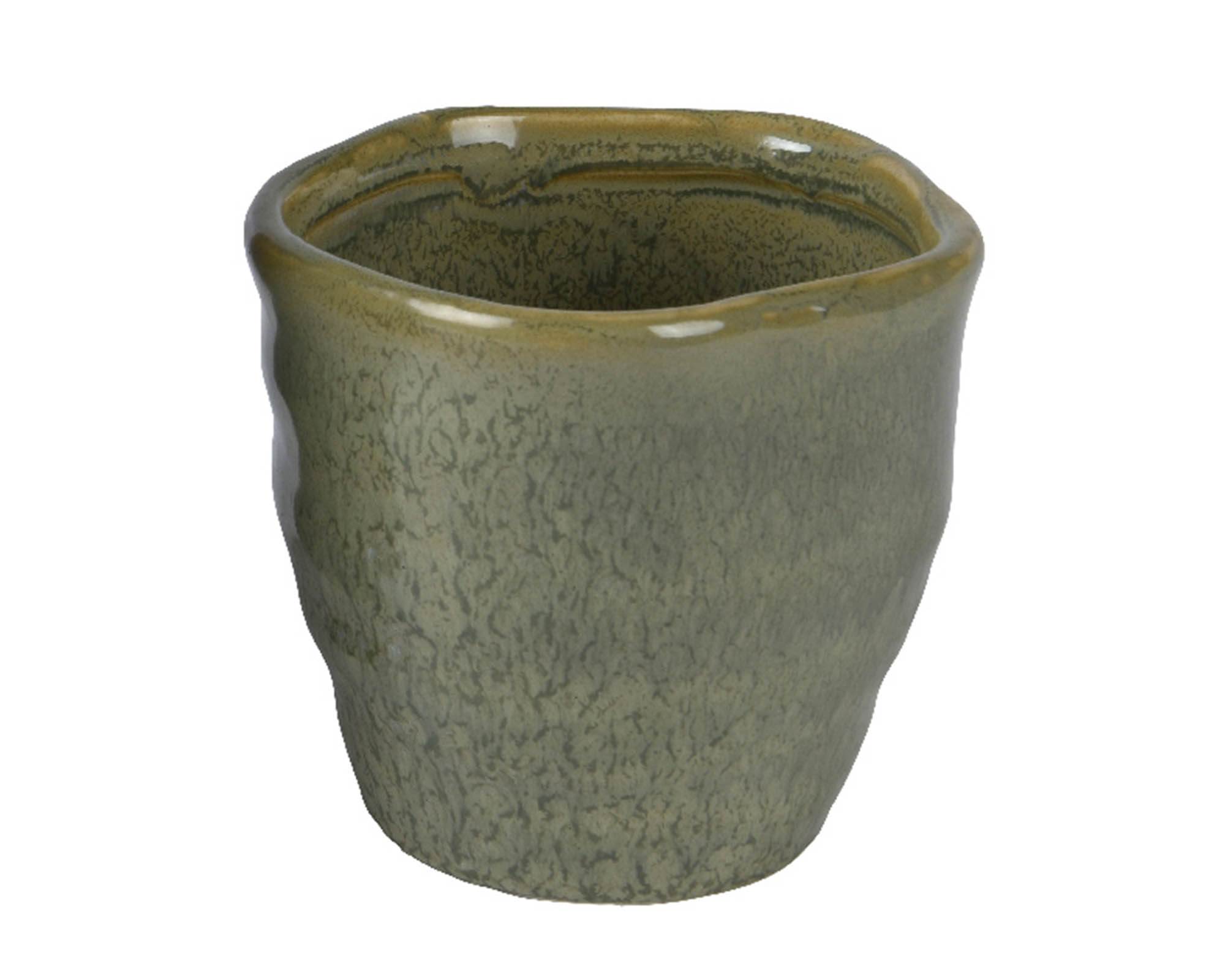 Cachepot Smaltato Verde Scuro D10,5x10,5cm in Ceramica - Kaemingk