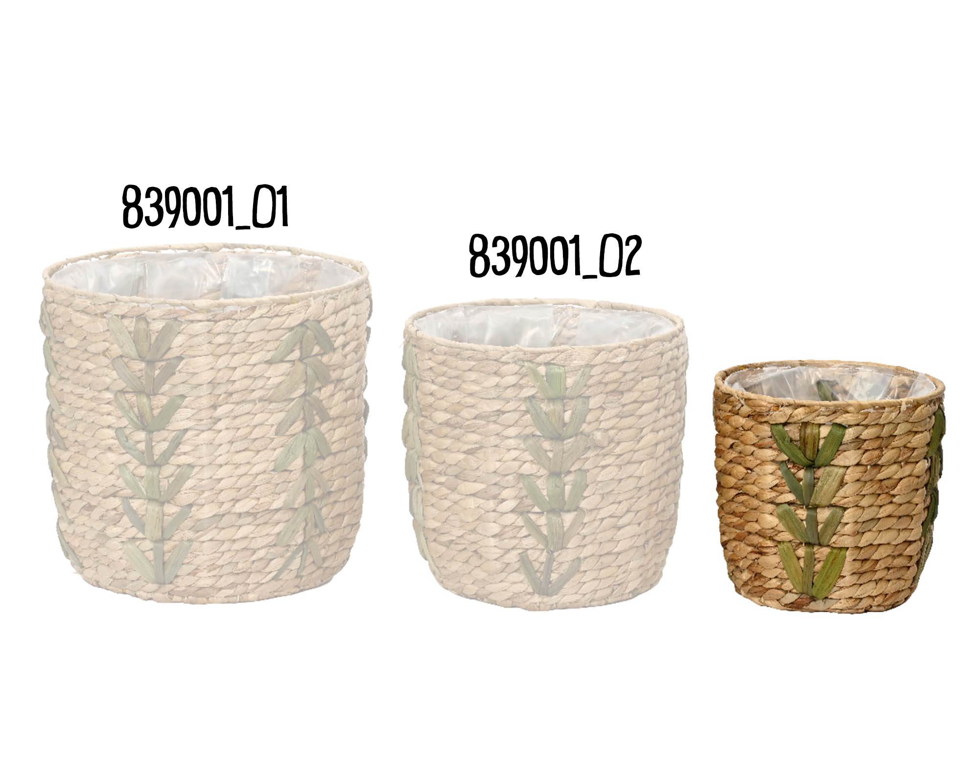 Cesta Porta Piante Intreccio Naturale e Verde D24x21,5cm in Giacinto d'Acqua - Kaemingk - immagine 2