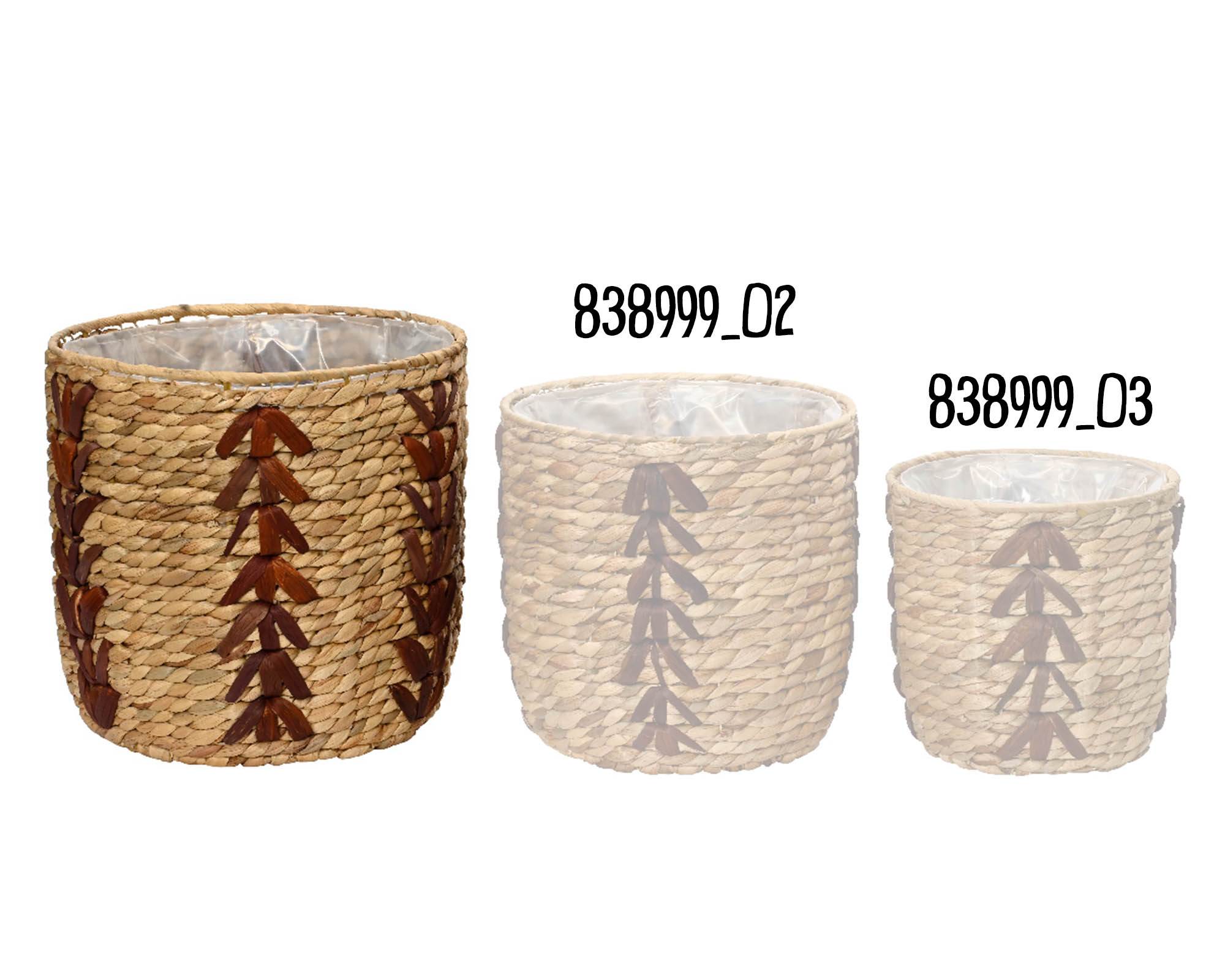 Cesta Porta Piante Intreccio Naturale e Marrone D33x31cm in Giacinto d'Acqua - Kaemingk - immagine 2