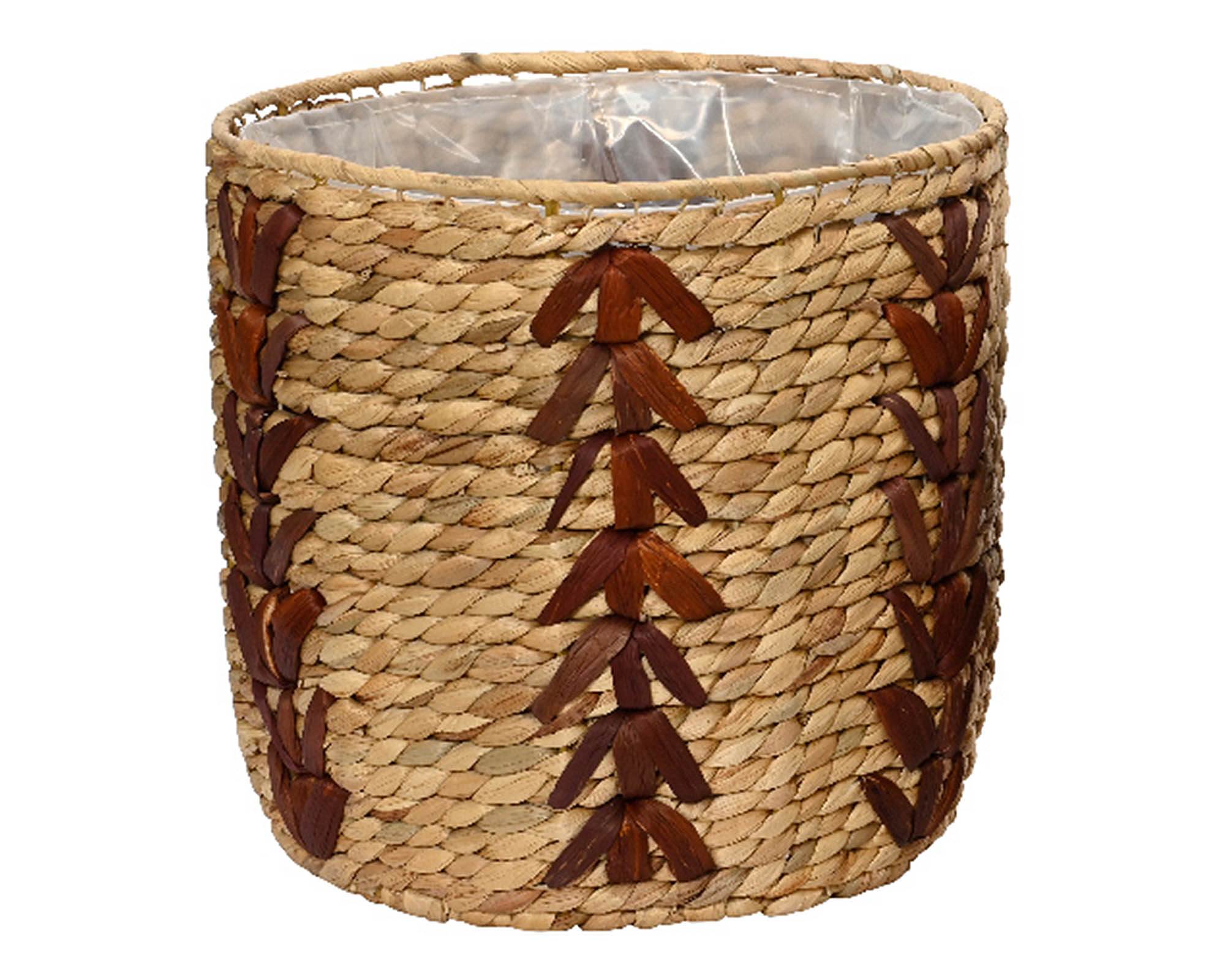 Cesta Porta Piante Intreccio Naturale e Marrone D33x31cm in Giacinto d'Acqua - Kaemingk