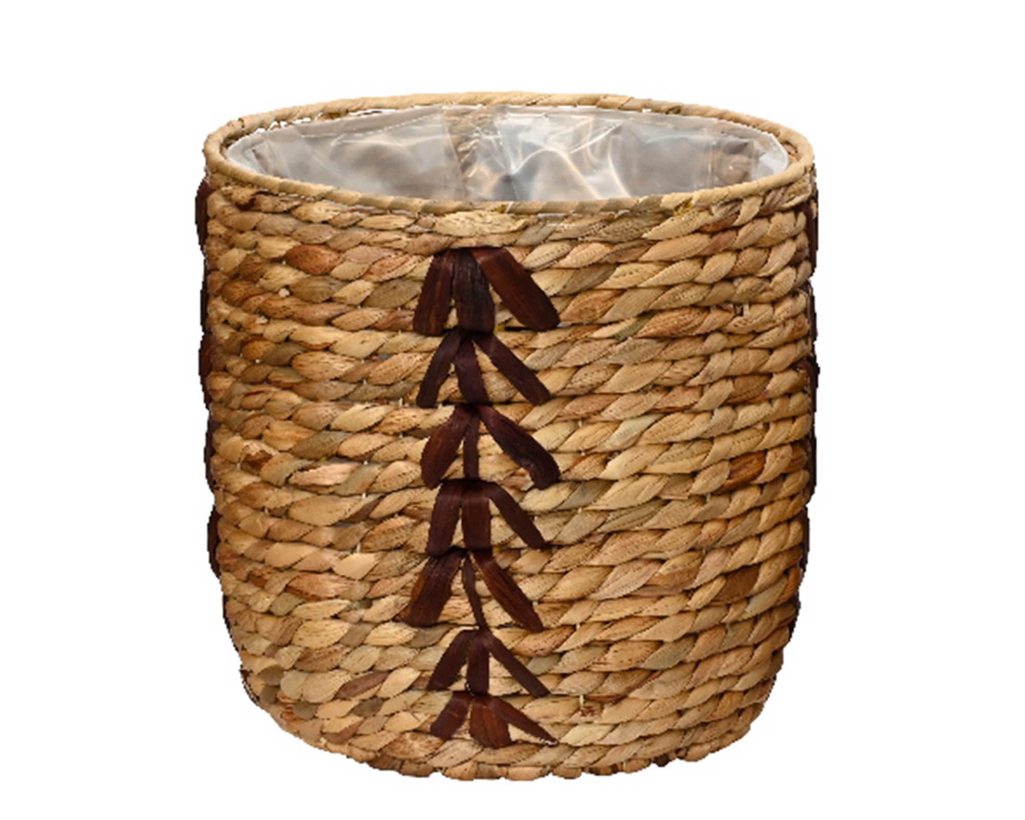 Cesta Porta Piante Intreccio Naturale e Marrone D28x26,5cm in Giacinto d'Acqua - Kaemingk