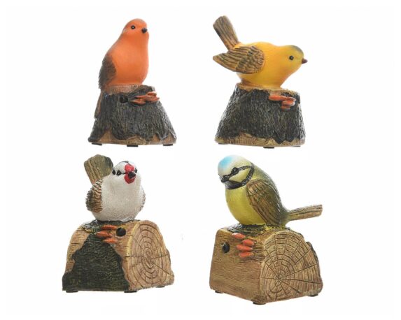 Statua Deco Giardino Uccellino Con Sensore Assortito In Resina – Kaemingk