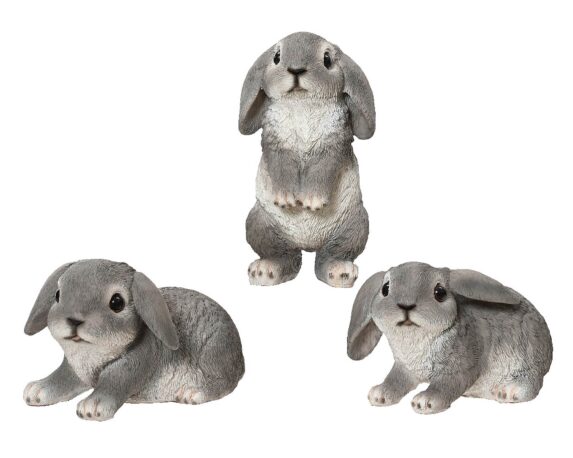Statua Deco Coniglio Deco Giardino Grigio Assortito in Resina – Kaemingk