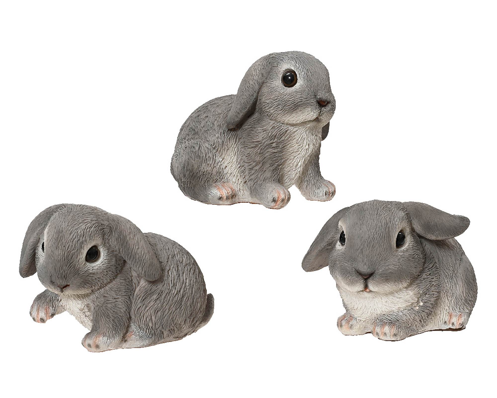 Statua Deco Coniglio Deco Giardino Grigio Assortito in Resina - Kaemingk