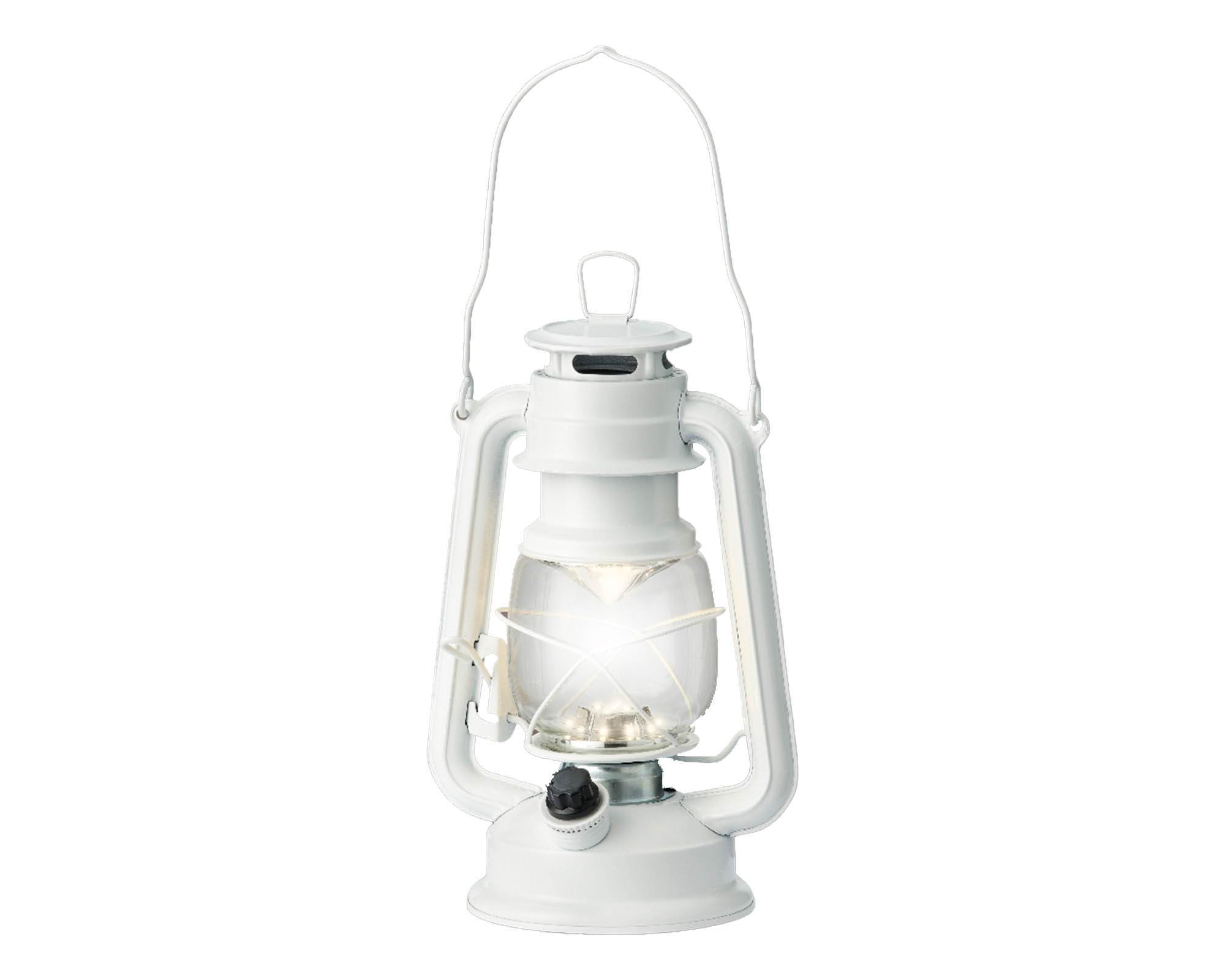 Lanterna Bianco con LED Luce Calda 11,5x24cm in Metallo - Kaemingk
