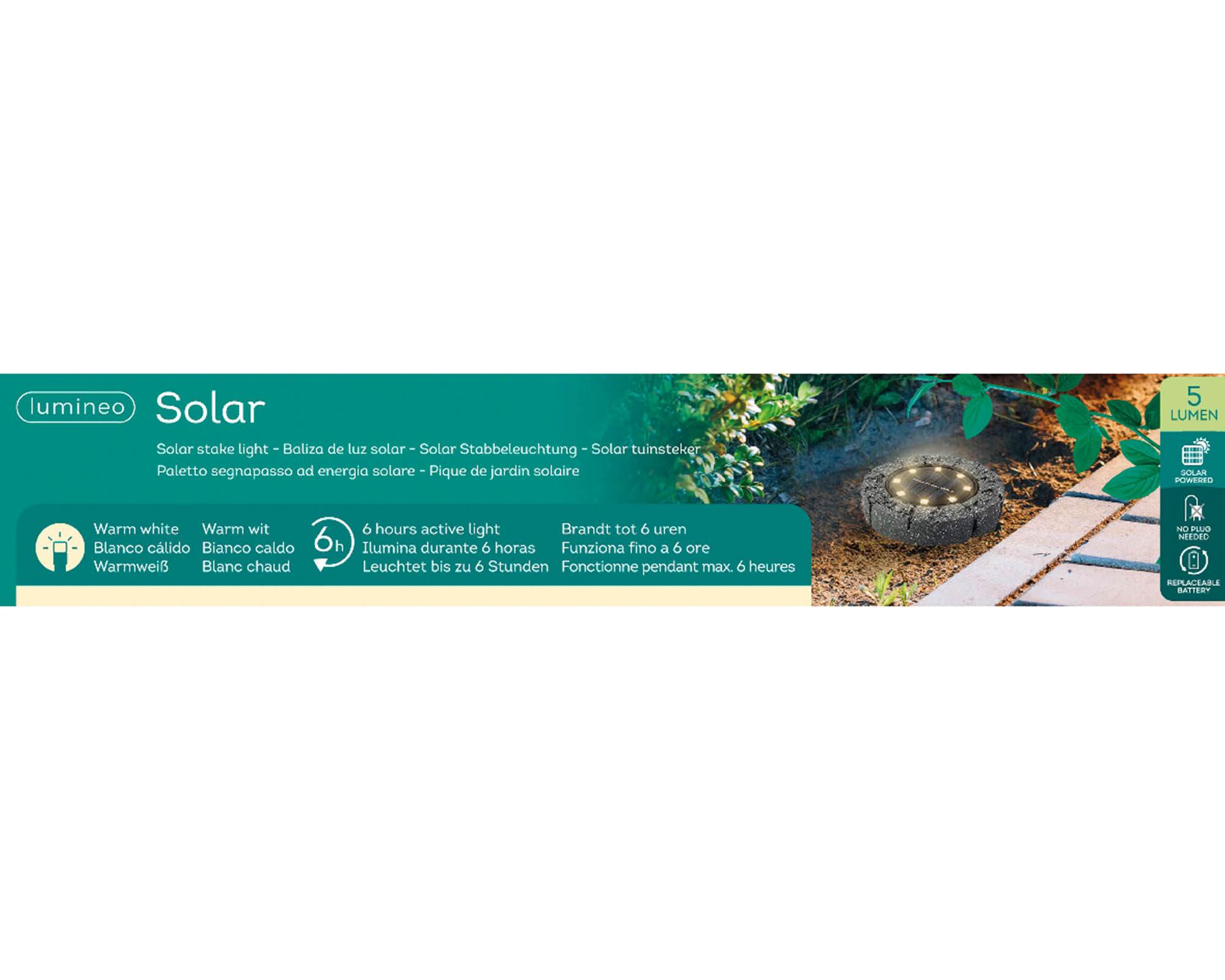 Faretto Basso Finta Pietra Luce Calda 11,2x2,3cm in Metallo - Kaemingk - immagine 3