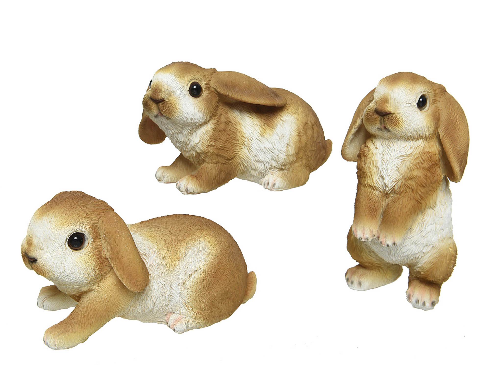 Statua Deco Giardino Coniglietto Bianco e Miele Assortito in Resina - Kaemingk