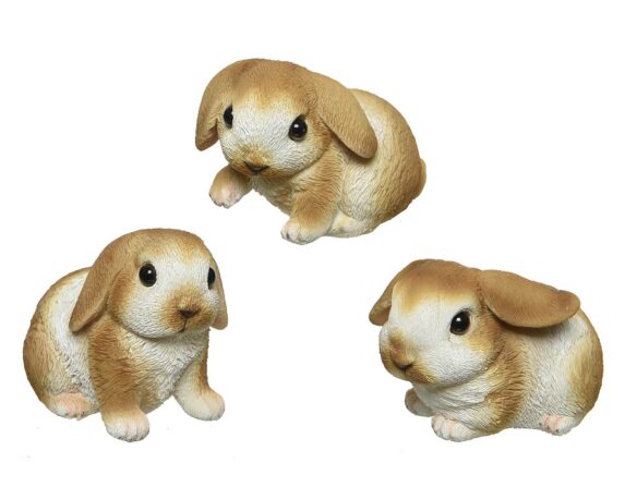 Statua Deco Giardino Coniglietto Bianco e Miele Assortito in Resina – Kaemingk