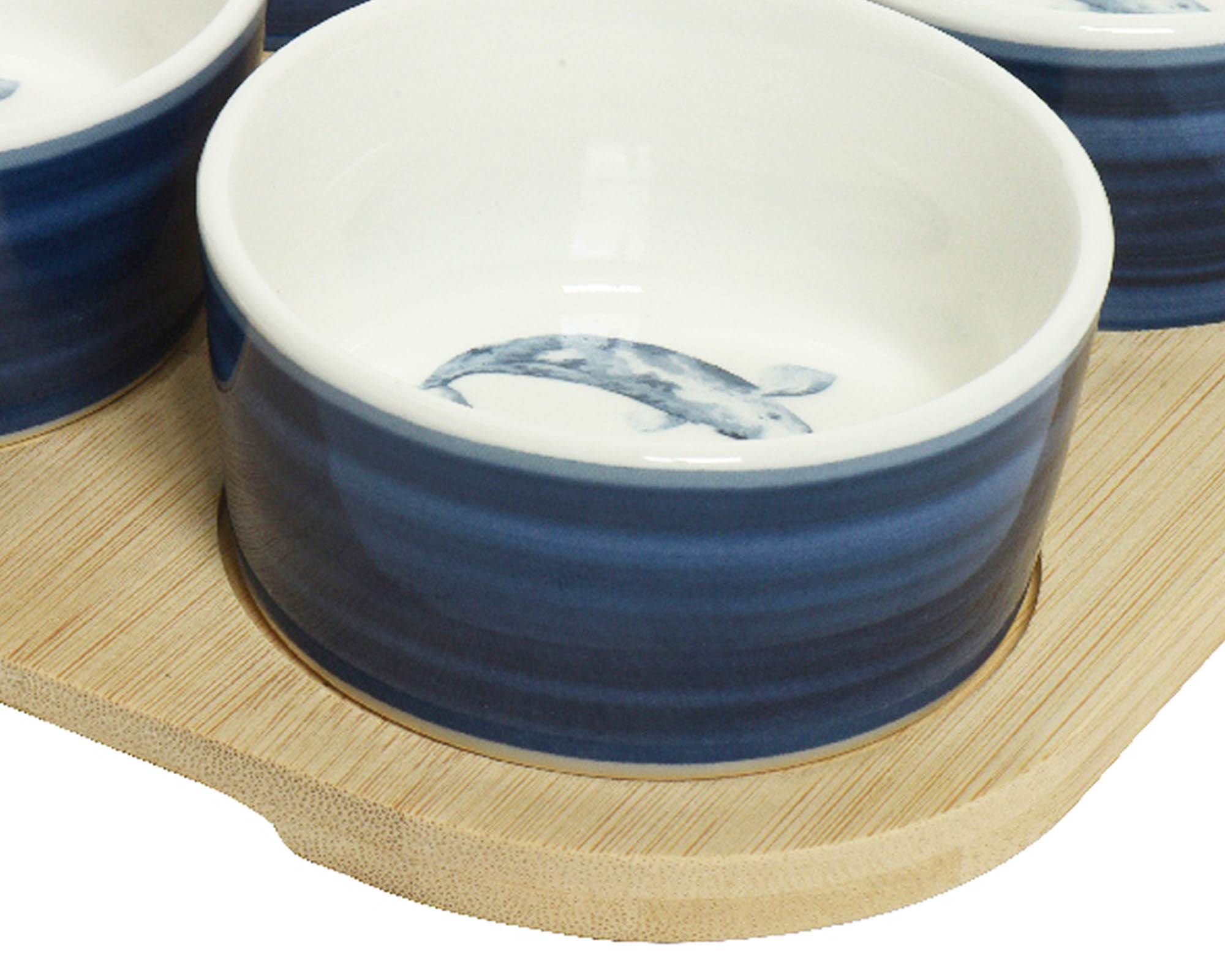 Set 5 Pz Ciotole per Aperitivo Blu in Bamboo e Porcellana - Kaemingk - immagine 2