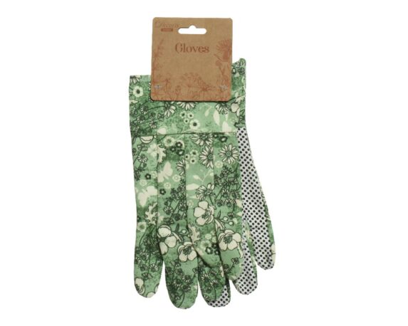 Guanti da Giardinaggio Deco Floreale Verde in Tessuto, Poliestere e PVC – Kaemingk
