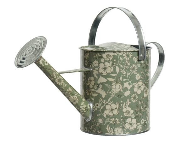 Annaffiatoio Deco Floreale Verde Salvia in Latta – Kaemingk